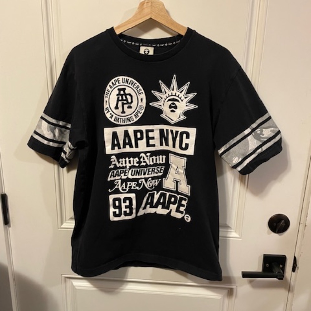AAPE By A Bathing Ape graphic print t-shirt featuring "Universe" branding.